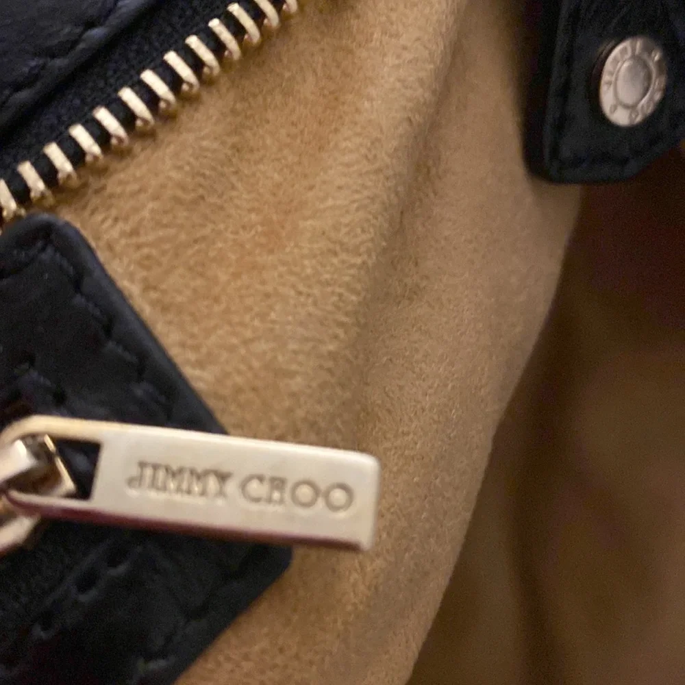 Jimmy Choo Black Leather Chain Shoulder Clutch